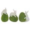 National Tree Company Artificial Green Moss Eggs, Includes White Bunnies, Set of Three, Easter Collection, 7 Inches